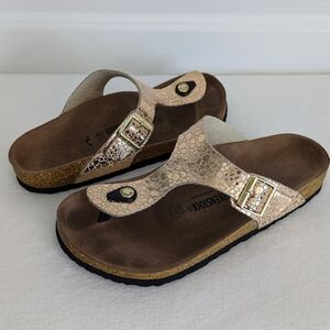 Birkenstock Birko-Flor Gizeh Sandals Narrow Fit Metallic Copper EU40 9-95 EUC